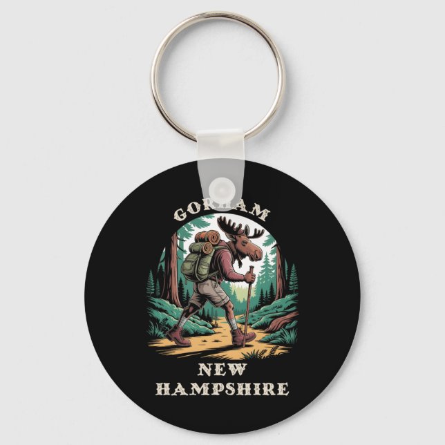Gorham New Hampshire Nh Mountains Hiking Trail Moo Keychain (Front)