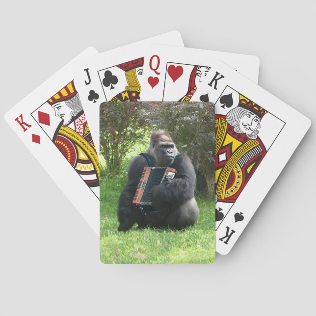Gorilla Accordion Player Funny Weird Accordionist Playing Cards (Back)