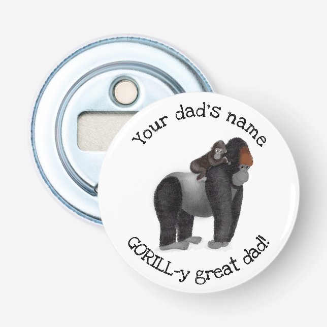 Gorilla and baby 'great dad' bottle opener (Front)
