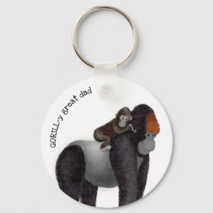 Gorilla and baby 'great dad' key ring