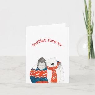 Gorilla and polar bear 'besties forever' card