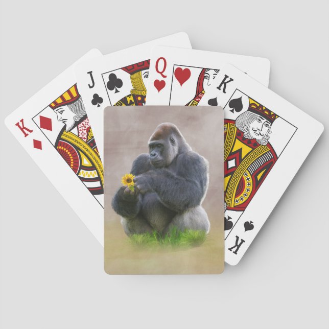 Gorilla and Yellow Daisy Playing Cards (Back)