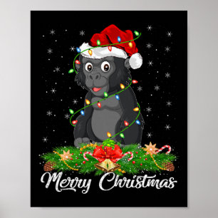 Gorilla Animal Lover Matching Santa Hat Gorilla Ch Poster