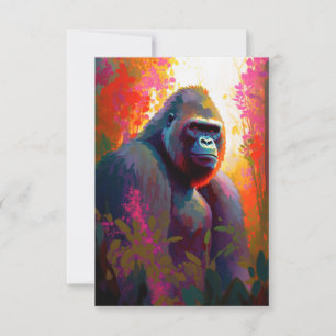 Gorilla Ape Animal Portrait Painting Wildlife Free Thank You Card