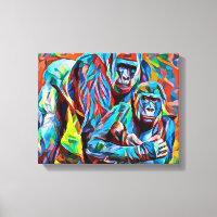 Gorilla Ape Family Abstract jungle Animals Art