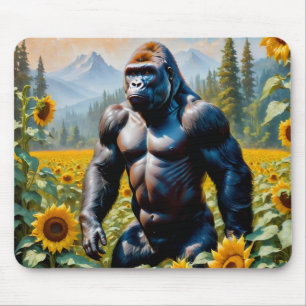 Gorilla Ape In A Field Of Sunflower Mouse Pad