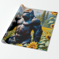 Gorilla Ape In A Field Of Sunflower