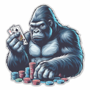 gorilla ape playing cards poker gambling casino