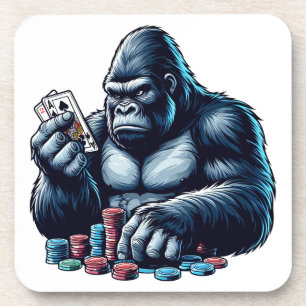 gorilla ape playing cards poker gambling casino  coaster