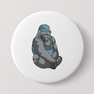Gorilla as Craftsman with Wrench 3 Inch Round Button