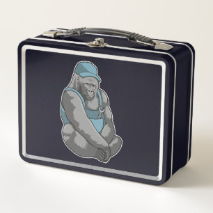 Gorilla as Craftsman with Wrench Metal Lunch Box