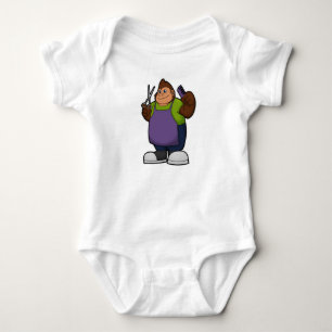 Gorilla as Hairdresser with Scissors & Comb Baby Bodysuit