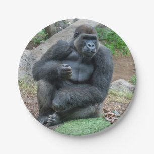 Gorilla at the zoo paper plate