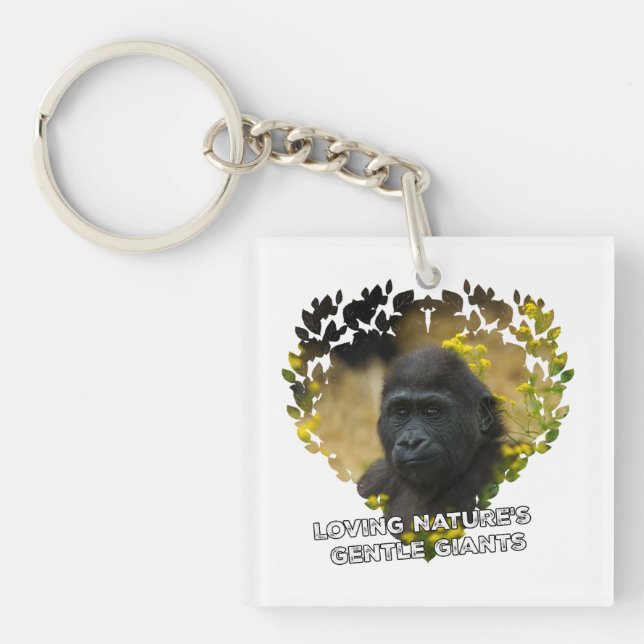 Gorilla Baby - Loving Nature's Gentle Giants Keychain (Front)