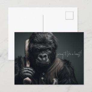 Gorilla Baseball Player Postcard
