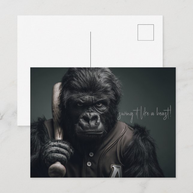 Gorilla Baseball Player Postcard (Front/Back)