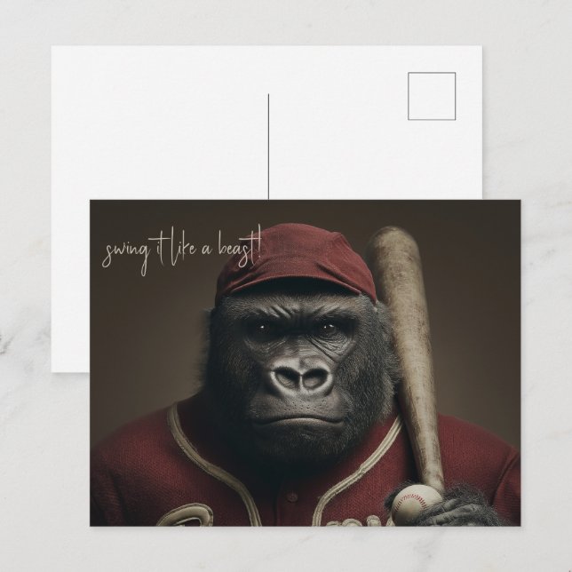 Gorilla Baseball Player Postcard (Front/Back)