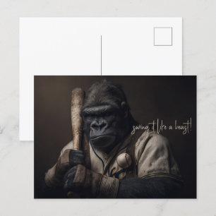 Gorilla Baseball Player Postcard
