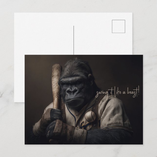 Gorilla Baseball Player Postcard (Front/Back)