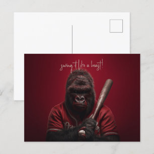 Gorilla Baseball Player Postcard