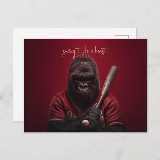 Gorilla Baseball Player Postcard (Front/Back)