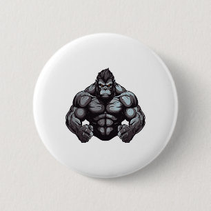 Gorilla Beast Bodybuilder Workout Gym Bodybuilding 2 Inch Round Button