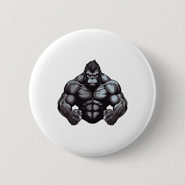 Gorilla Beast Bodybuilder Workout Gym Bodybuilding 2 Inch Round Button (Front)
