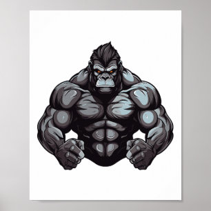 Gorilla Beast Bodybuilder Workout Gym Bodybuilding Poster