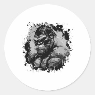 Gorilla Beast Muscles Workout Bodybuilding Boxing  Classic Round Sticker