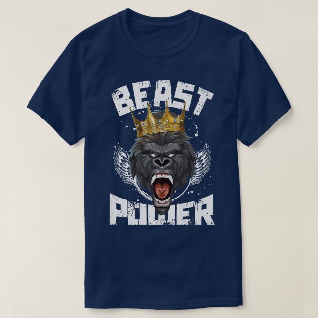 Gorilla Beast PowerMotivation Bodybuilding Gym Wor T-Shirt (Design Front)