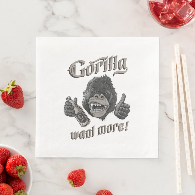 Gorilla Beer White Paper Napkin (Insitu)