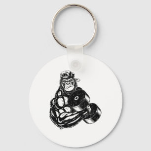 Gorilla Bodybuilder Gym Weightlifting Tee Workout  Keychain