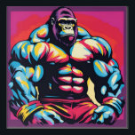 Gorilla Bodybuilder Lifter Pop Art Cartoon<br><div class="desc">Digital Computer Animal Art - College Pop Art - Wild Animal Computer Images</div>