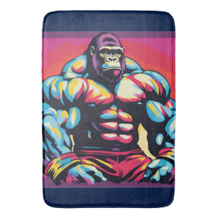 Gorilla Bodybuilder Lifter Pop Art Cartoon Bath Mat