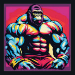 Gorilla Bodybuilder Lifter Pop Art Cartoon Poster<br><div class="desc">Digital Computer Animal Art - College Pop Art - Wild Animal Computer Images</div>