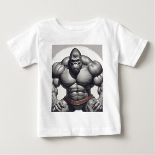 Gorilla Bodybuilder Pop Art Cartoon Drawing Baby T-Shirt