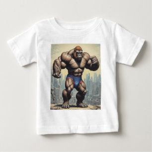 Gorilla Bodybuilder Pop Art Cartoon Drawing Baby T-Shirt