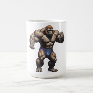 Gorilla Bodybuilder Pop Art Cartoon Drawing Coffee Mug