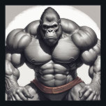 Gorilla Bodybuilder Pop Art Cartoon Drawing Poster<br><div class="desc">Digital Computer Animal Art - College Pop Art - Wild Animal Computer Images</div>