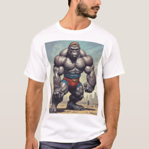 Gorilla Bodybuilder Pop Art Cartoon Drawing T-Shirt