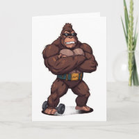 Gorilla Bodybuilder Weight Lifter Pop Art Cartoon