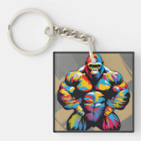 Gorilla Bodybuilder Weight Lifter Pop Art Cartoon