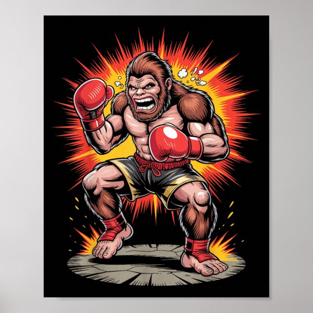 Gorilla Boxing Champion Retro Arcade Fighting Ape Poster (Front)