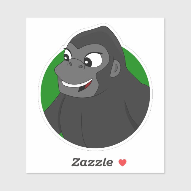 Gorilla Cartoon Custom-Cut Vinyl Sticker (Sheet)
