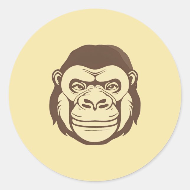 Gorilla Cartoon Drawing Classic Round Sticker (Front)