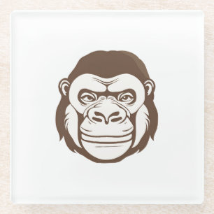 Gorilla Cartoon Drawing Glass Coaster