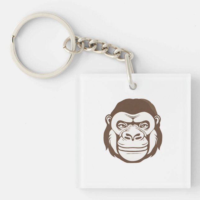 Gorilla Cartoon Drawing Keychain (Front)