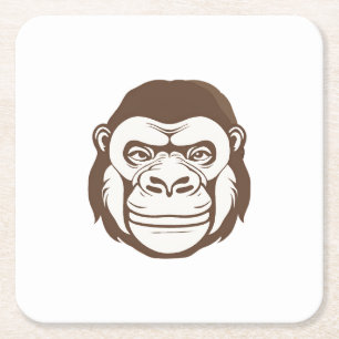 Gorilla Cartoon Drawing Square Paper Coaster