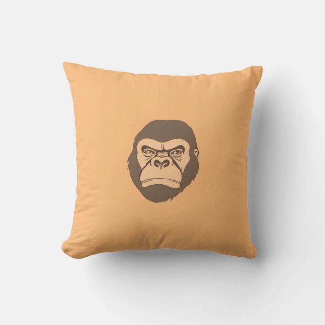 Gorilla Cartoon Drawing Throw Pillow (Front)