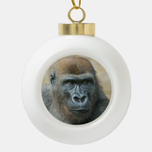 Gorilla Ceramic Ball Christmas Ornament